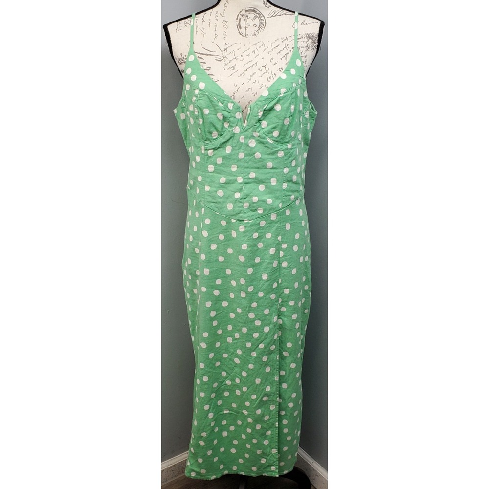Urban Outfitters Dolce Vita Front-Slit Midi Dress Women XL Multi Polka Dot Linen